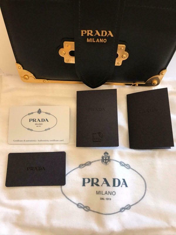 Prada 1bd045 cahier leather shoulder bag black