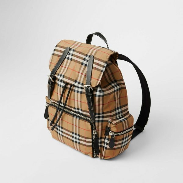 Burberry 8005141 large rucksack in vintage check nylon antique yellow