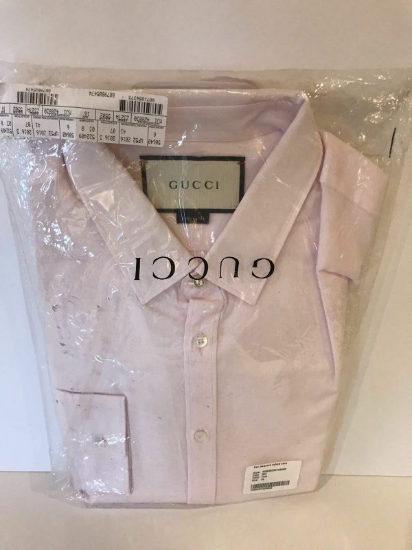 Gucci 428830 bees jacquard oxford long sleeve shirt pale pink