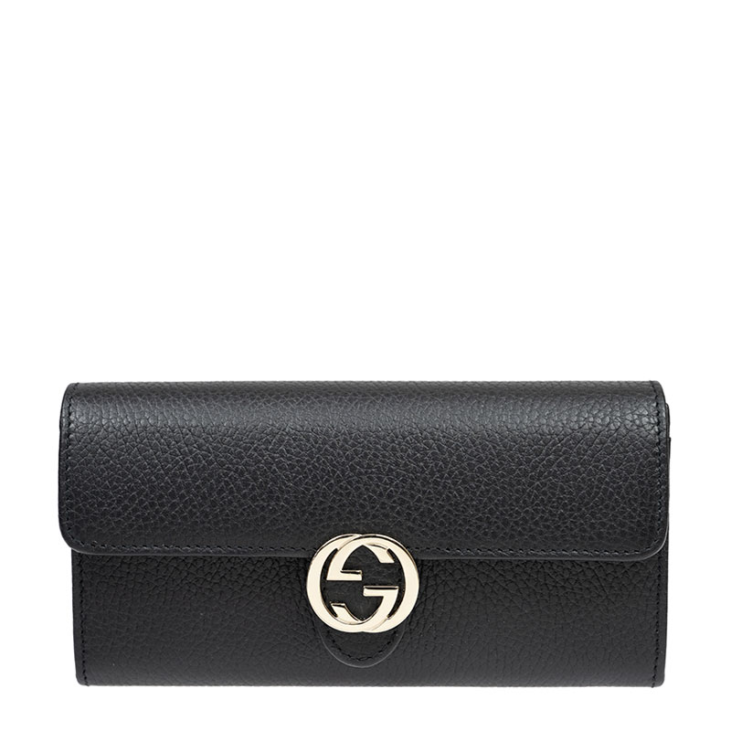 GUCCI 615524 LONG LEATHER BLACK WALLET